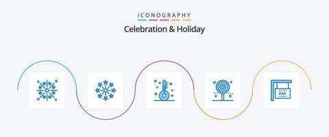 fête et vacances bleu 5 icône pack comprenant doux. vacances. indépendance journée. fête. thermomètre vecteur