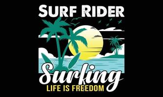 vecteur de paradis de surf et conception de t-shirt coloré d'illustration. conception de t-shirt de vecteur de surf de paradis.