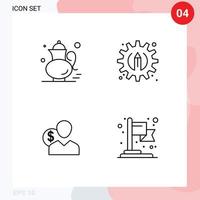 4 Créatif Icônes moderne panneaux et symboles de thé utilisateur gree thé processus employé modifiable vecteur conception éléments