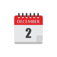 date du calendrier de décembre vecteur