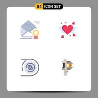 universel icône symboles groupe de 4 moderne plat Icônes de email abstrait offre l'amour cycle modifiable vecteur conception éléments