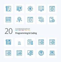 20 programmation et codage bleu Couleur icône pack comme développer navigateur développement programmation développement vecteur