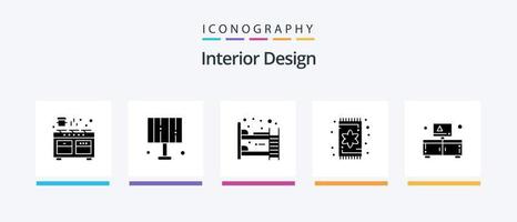 intérieur conception glyphe 5 icône pack comprenant armoire. intérieur. Accueil lumière. meubles. dormir. Créatif Icônes conception vecteur