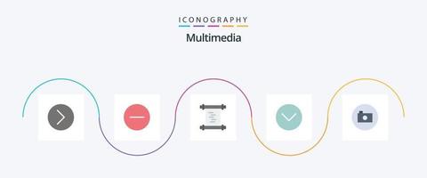 multimédia plat 5 icône pack comprenant médias p. caméra. histoire. multimédia. médias vecteur