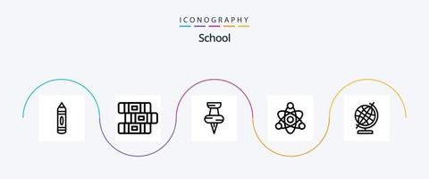 école ligne 5 icône pack comprenant . globe. broche. géographie. éducation vecteur