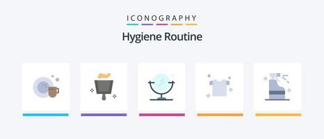 hygiène routine plat 5 icône pack comprenant . produit. faire le ménage. détergent. vaporisateur. Créatif Icônes conception vecteur