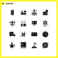 16 Créatif Icônes moderne panneaux et symboles de la communication Soleil accueil été la criminalité modifiable vecteur conception éléments
