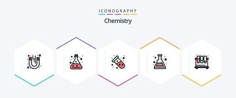 chimie 25 ligne remplie icône pack comprenant chimie. chimie. laboratoire. gobelet. atome vecteur