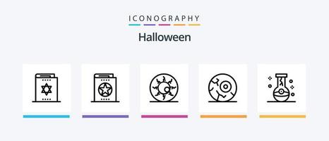 Halloween ligne 5 icône pack comprenant affronter. dessin animé. couteau. monstre. mal. Créatif Icônes conception vecteur