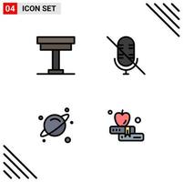 4 Créatif Icônes moderne panneaux et symboles de chaise science intérieur microphone Pomme modifiable vecteur conception éléments