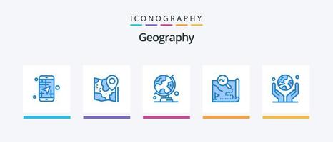 géo graphie bleu 5 icône pack comprenant Voyage. destination. Google. table globe. carte. Créatif Icônes conception vecteur