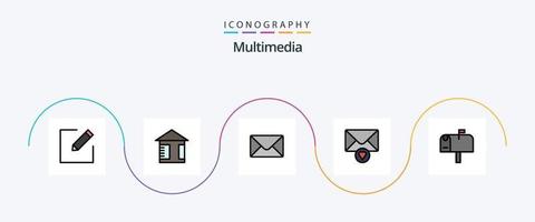 multimédia ligne rempli plat 5 icône pack comprenant . poster. Publier vecteur