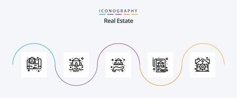 réel biens ligne 5 icône pack comprenant paramètres. domaine. domaine. réel domaine. Assurance vecteur