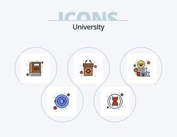 Université ligne rempli icône pack 5 icône conception. laboratoire. professeur. livre. étude. livre vecteur
