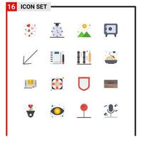 pack de 16 moderne plat couleurs panneaux et symboles pour la toile impression médias tel comme jotter vers le bas le coucher du soleil La Flèche casier modifiable pack de Créatif vecteur conception éléments