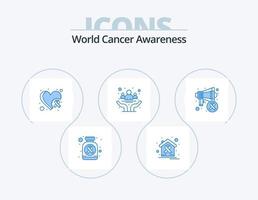 monde cancer conscience bleu icône pack 5 icône conception. santé. communauté. maison. cancer. cœur conscience vecteur