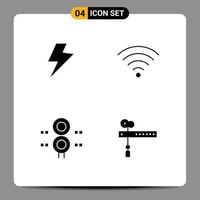 pictogramme ensemble de 4 Facile solide glyphes de Puissance train lien signe décoration modifiable vecteur conception éléments