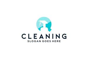 lettre q pour le nettoyage entretien de service propre pour les détails de voiture, modèle vectoriel d'icône de logo de maisons.