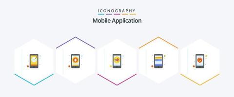 mobile application 25 plat icône pack comprenant confidentialité. téléphone. son. mobile. au m carte vecteur