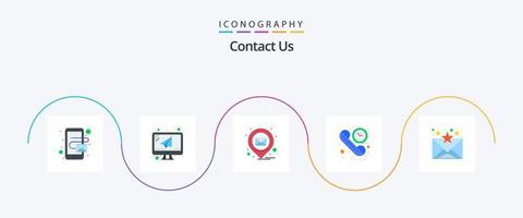 contact nous plat 5 icône pack comprenant communication. e-mail. emplacement. temps. la communication vecteur