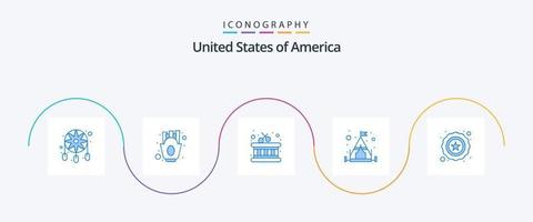 Etats-Unis bleu 5 icône pack comprenant . étoile. tambouriner. police. camping vecteur