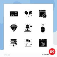 ensemble de 9 commercial solide glyphes pack pour Pomme ouvrier boussole ingénieur présent modifiable vecteur conception éléments