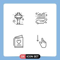 Stock vecteur icône pack de 4 ligne panneaux et symboles pour traverser invitation Saint graphique mariage modifiable vecteur conception éléments