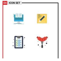 4 Créatif Icônes moderne panneaux et symboles de document liste de contrôle CV crayon apprentissage modifiable vecteur conception éléments