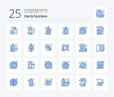 régime et nutrition 25 bleu Couleur icône pack comprenant Pomme. nutrition. l'amour. en bonne santé régime. protéine vecteur