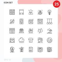 mobile interface ligne ensemble de 25 pictogrammes de idée monde église femmes affaires modifiable vecteur conception éléments
