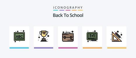 retour à école ligne rempli 5 icône pack comprenant école. bureau. papier. globe. école. Créatif Icônes conception vecteur