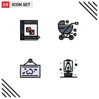 4 Créatif Icônes moderne panneaux et symboles de codage Cadre panneau bébé pendre modifiable vecteur conception éléments