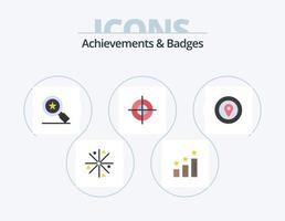 réalisations et badges plat icône pack 5 icône conception. prix. emplacement. réalisations. cible. objectif vecteur