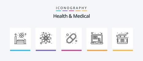 santé et médical ligne 5 icône pack comprenant corps bâtiment. main. clinique. bras. médical. Créatif Icônes conception vecteur