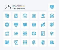 Créatif processus 25 bleu Couleur icône pack comprenant créatif. processus. processus. créatif. Police de caractère vecteur