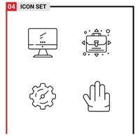 4 universel ligne panneaux symboles de ordinateur réglage imac opportunité les doigts modifiable vecteur conception éléments