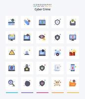 Créatif cyber la criminalité 25 plat icône pack tel comme e-mail. vérifier. chiffrement. bouclier. sûr vecteur