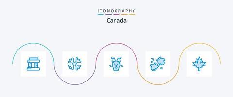 Canada bleu 5 icône pack comprenant feuille. Scandinavie. Arctique. gants. Arctique vecteur