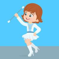 enfant fille en uniforme tenant un bâton vecteur