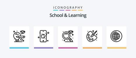 école et apprentissage ligne 5 icône pack comprenant . éducation. éducation. dessin. crayon. Créatif Icônes conception vecteur