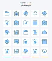 Créatif multimédia 25 bleu icône pack tel comme télécharger. des dossiers. synchroniser. restaurer. dossier