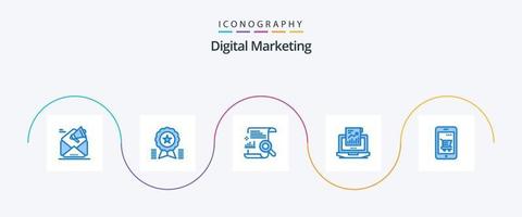numérique commercialisation bleu 5 icône pack comprenant ventes. analytique. médaille. rapport. fichier vecteur