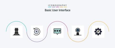 de base ligne rempli plat 5 icône pack comprenant . message. processus. énergie vecteur
