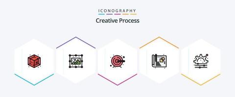 Créatif processus 25 ligne remplie icône pack comprenant . engrenage. processus. processus. esquisser vecteur