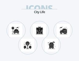 ville la vie glyphe icône pack 5 icône conception. . vie. vie. ville. la vie vecteur