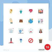 pictogramme ensemble de 16 Facile plat couleurs de en ligne éducation atteindre apprentissage elearning modifiable pack de Créatif vecteur conception éléments