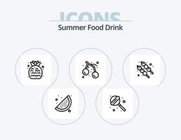 été nourriture boisson ligne icône pack 5 icône conception. . doux. aliments. aliments. nourriture vecteur