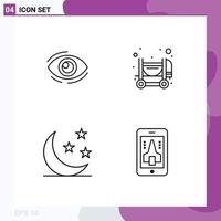 4 Créatif Icônes moderne panneaux et symboles de œil mixer à la recherche vue moitié lune modifiable vecteur conception éléments