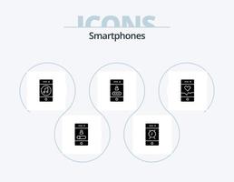 les smartphones glyphe icône pack 5 icône conception. sécurité. serrure. téléphone. accès. joueur vecteur