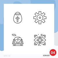 groupe de 4 moderne ligne remplie plat couleurs ensemble pour Pâques Oeuf transport vacances véhicule configuration analyse modifiable vecteur conception éléments
